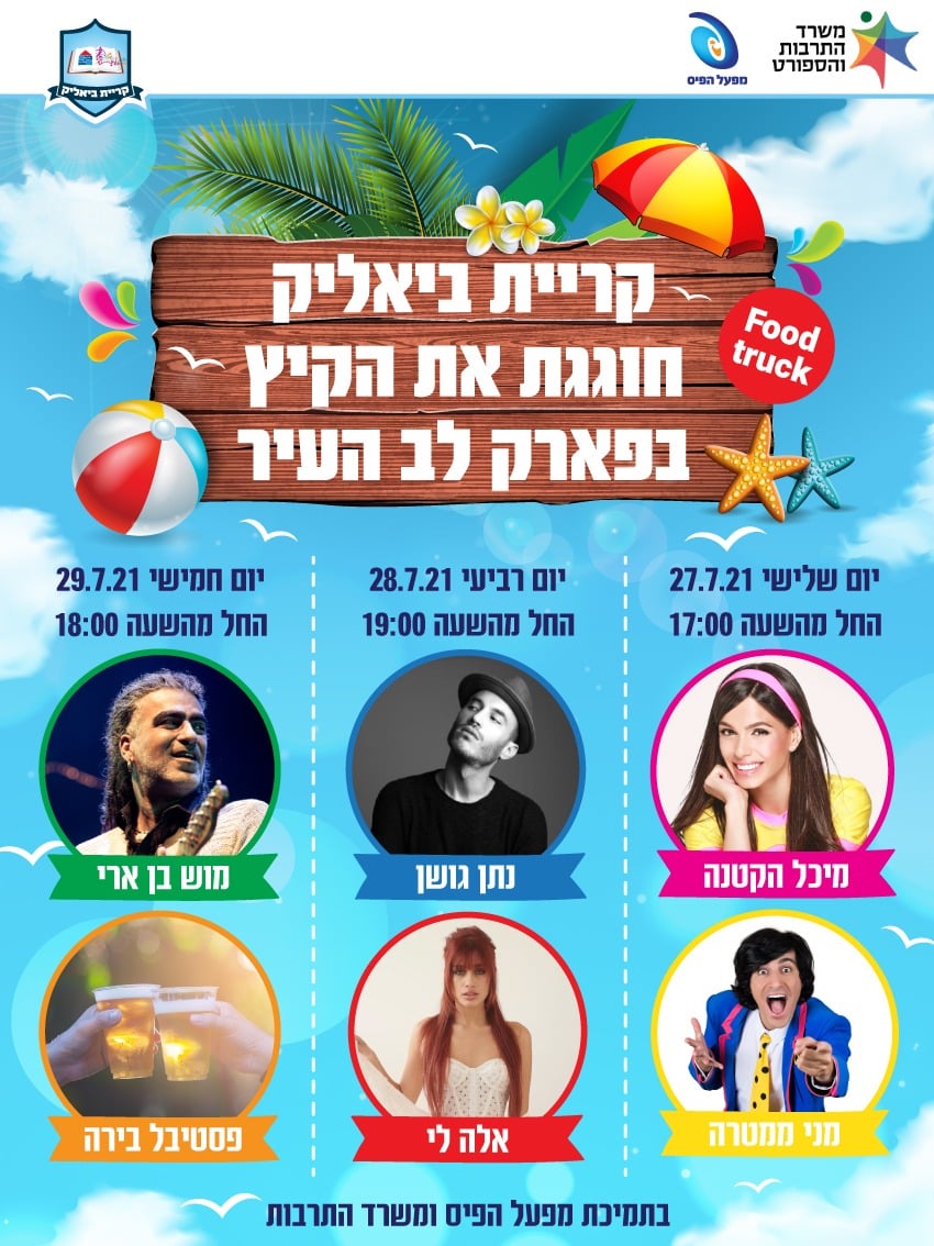 עיצוב פרסום, פוסטרים ושילוט לחגיגות פארק לב העיר בקריית ביאליק